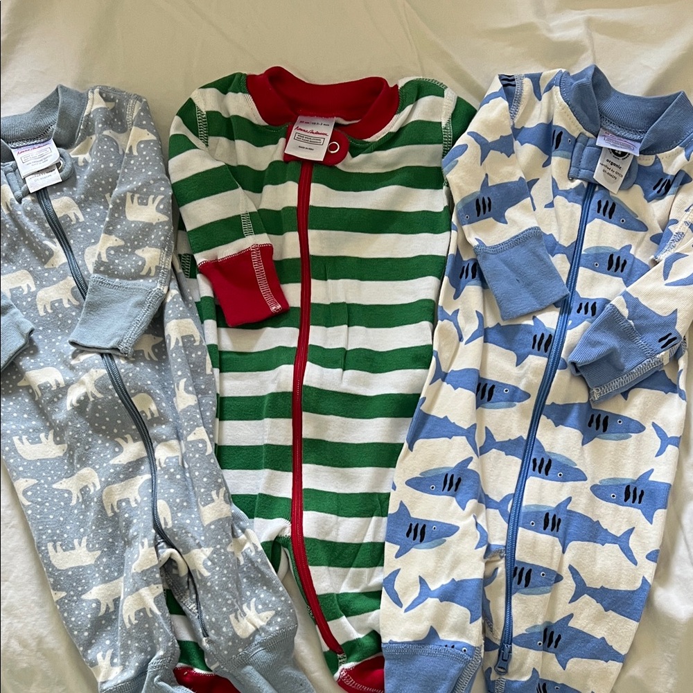 Hanna Andersson 0-3 mo 50cm Set of 3 sleepers Like new